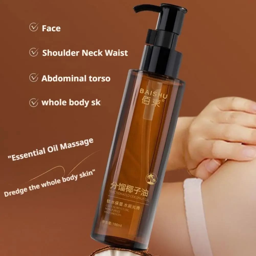 Huile de noix de coco nourrissante pour le corps, soins pour la peau sèche, huile de Massage à absorption rapide pour cheveux et ongles secs et Non gras, 100ml