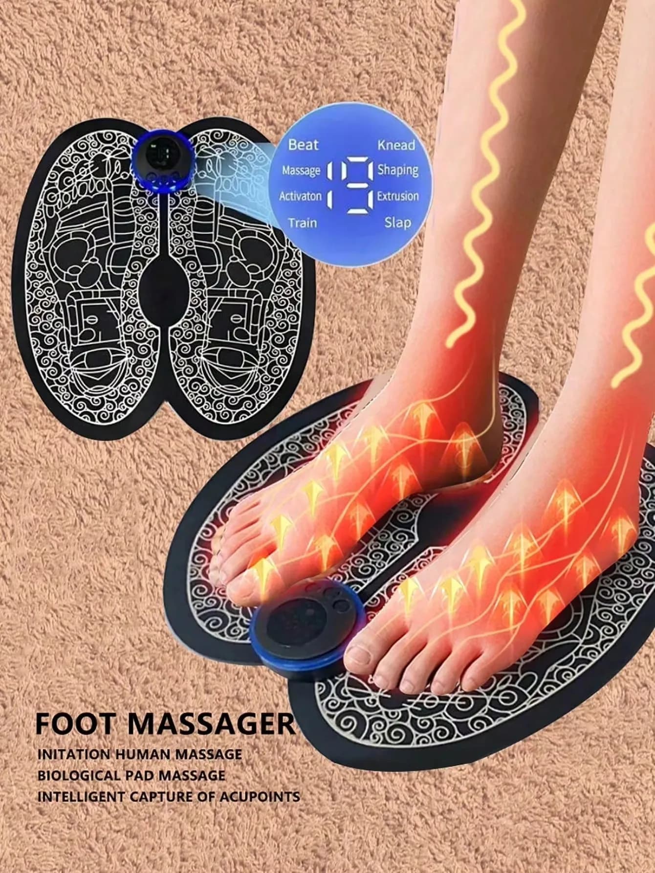 Masseur de pieds électrique rechargeable – Améliore la circulation sanguine et déteste les muscles
