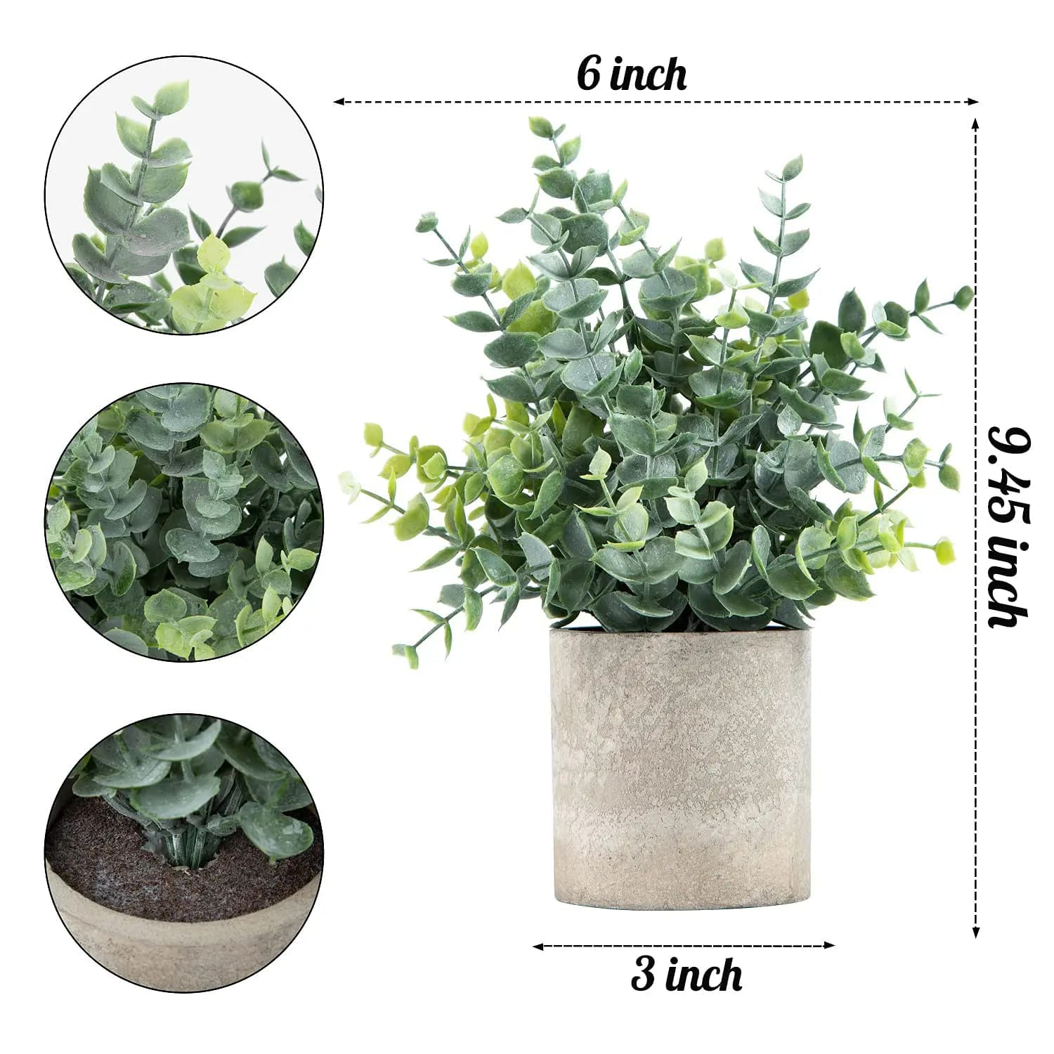Paquet de 2 petites fausses plantes d'eucalyptus