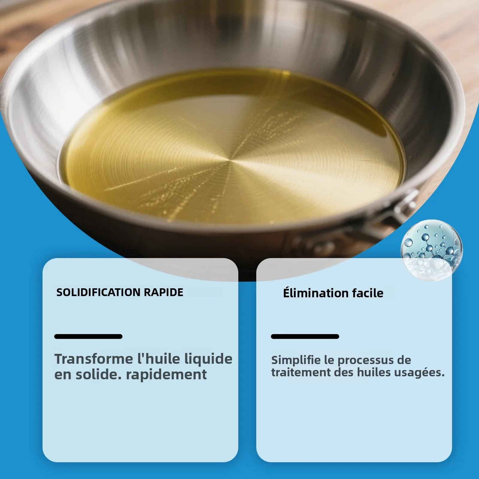 Coagulant pour huile de cuisson usagée, agent de solidification rapide, nettoyage facile, non irritant, poudre de traitement d'huile de cuisson sûre pour la cuisine domestique