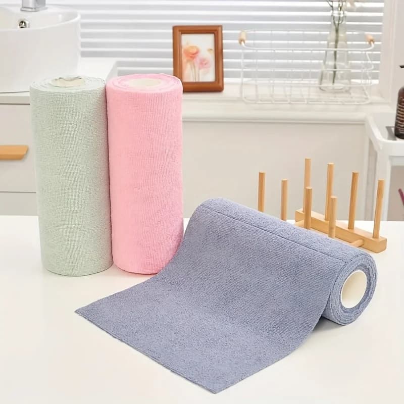 1 rouleau de torchons de cuisine, longueur totale de 4 m, adapté au salon, à la chambre à coucher, aux fournitures de nettoyage de cuisine.