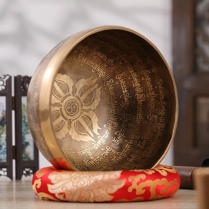 Bol chantant tibétain, méditation, guérison sonore, bol sonore du Népal, bol chantant en cuivre fait à la main, ornement bouddhiste, bols décoratifs