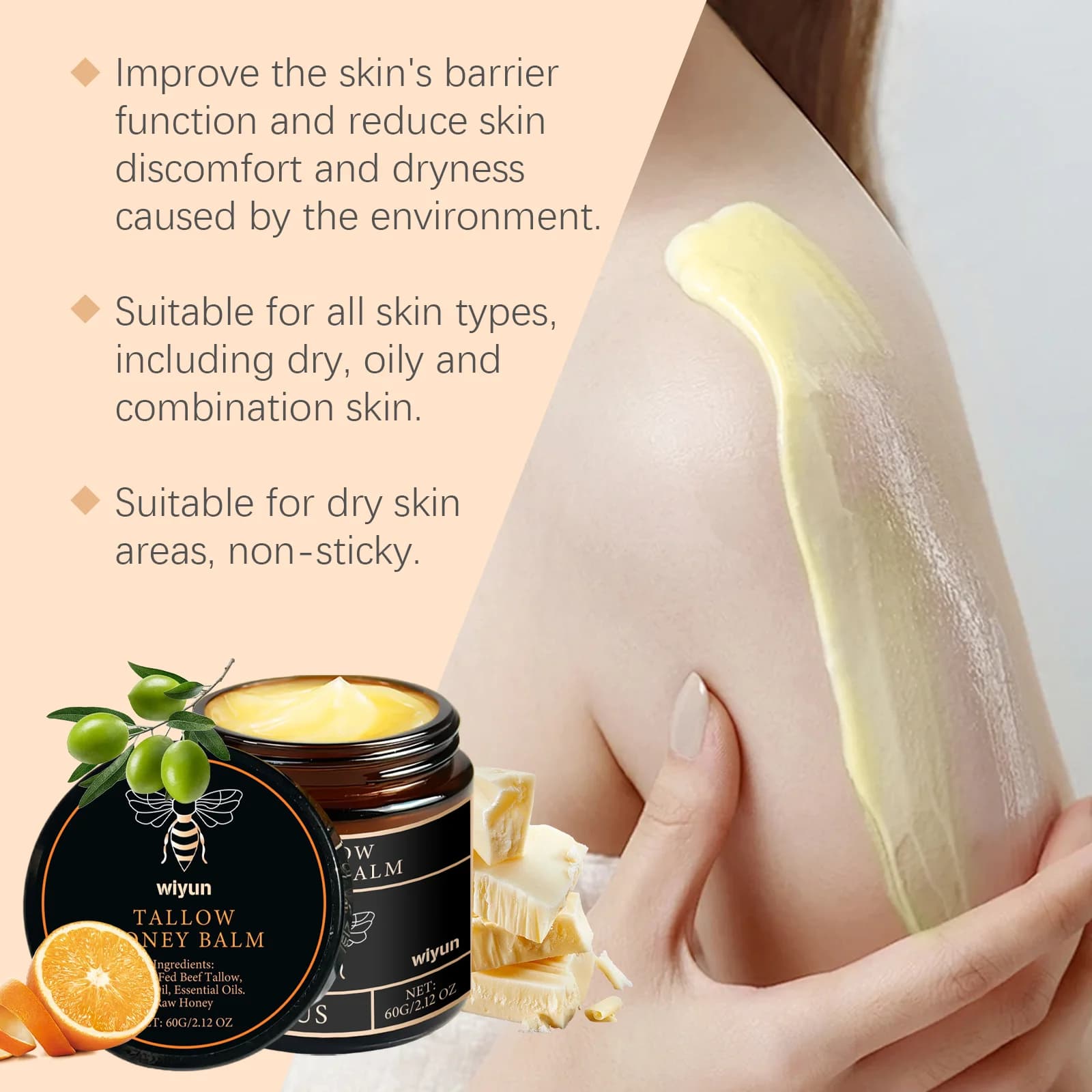 Crème au suif de bœuf et au miel éclaircissante, atténue les taches brunes, élimine la mélanine, raffermissante, non grasse, hydratante durable, apaisante, lotion pour le corps