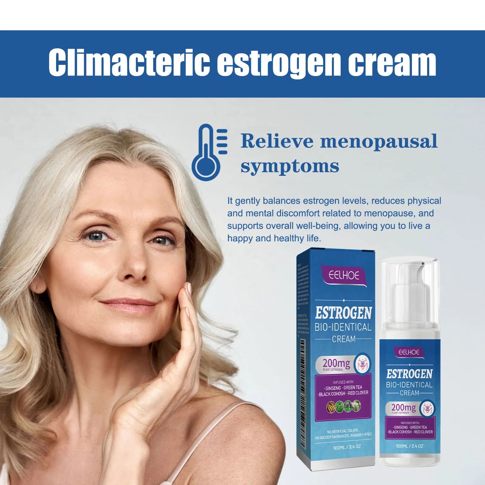 EELHOE crème de progesterone pour ménopause femme âgée d'âge moyen progérones femmes équilibre hormonal ménopause Estrogen crème