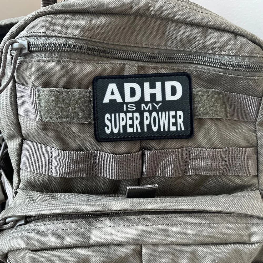 Patchs tactiques tdah est mon moral SUPERPOWER, Patch drôle à crochet et boucle, Badge militaire, équipement, brassard, sac à dos, autocollants