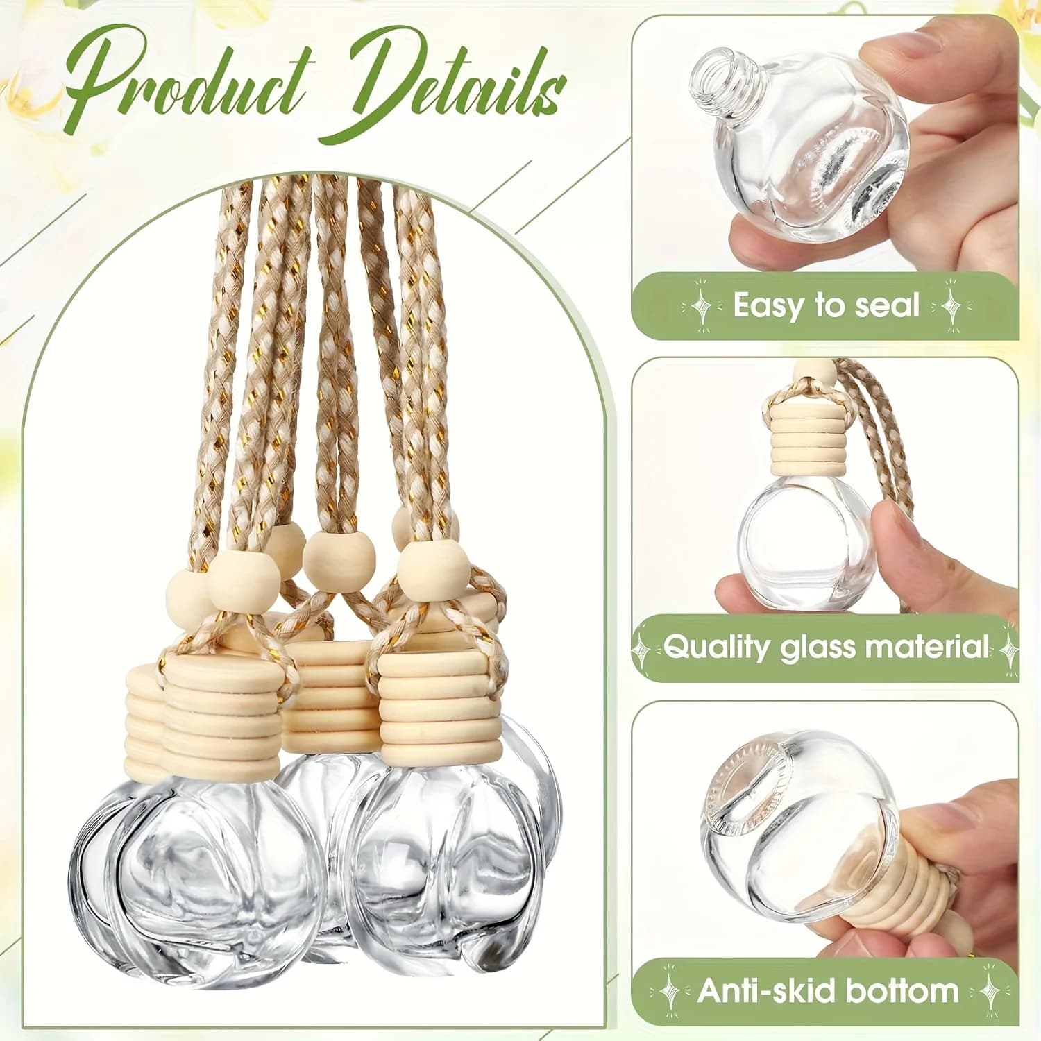 5 pièces diffuseur de voiture bouteille suspendue désodorisant de voiture 8ml désodorisant vide diffuseur de parfum de voiture bouteille de parfum rechargeable