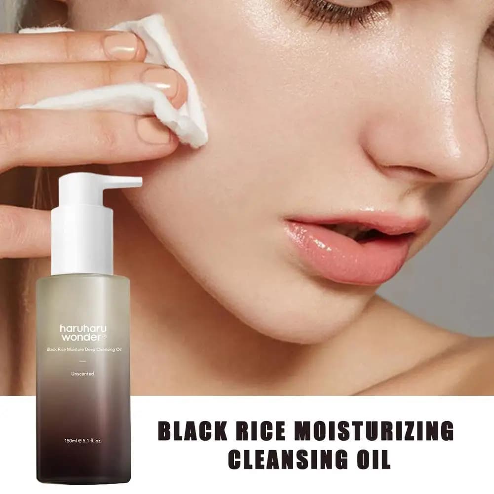 Soins de la peau coréens, riz noir hyaluronique, huile démaquillante quotidienne hydratante, huile nettoyante pour le visage pour peaux sensibles, 150ML