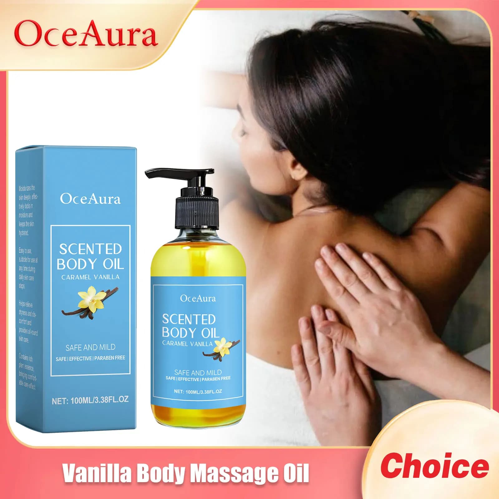 Huile de Massage corporel à la vanille, améliore l'hydratation, soulage le Stress, renforce, nourrissante, relaxante musculaire, huiles essentielles végétales de SPA
