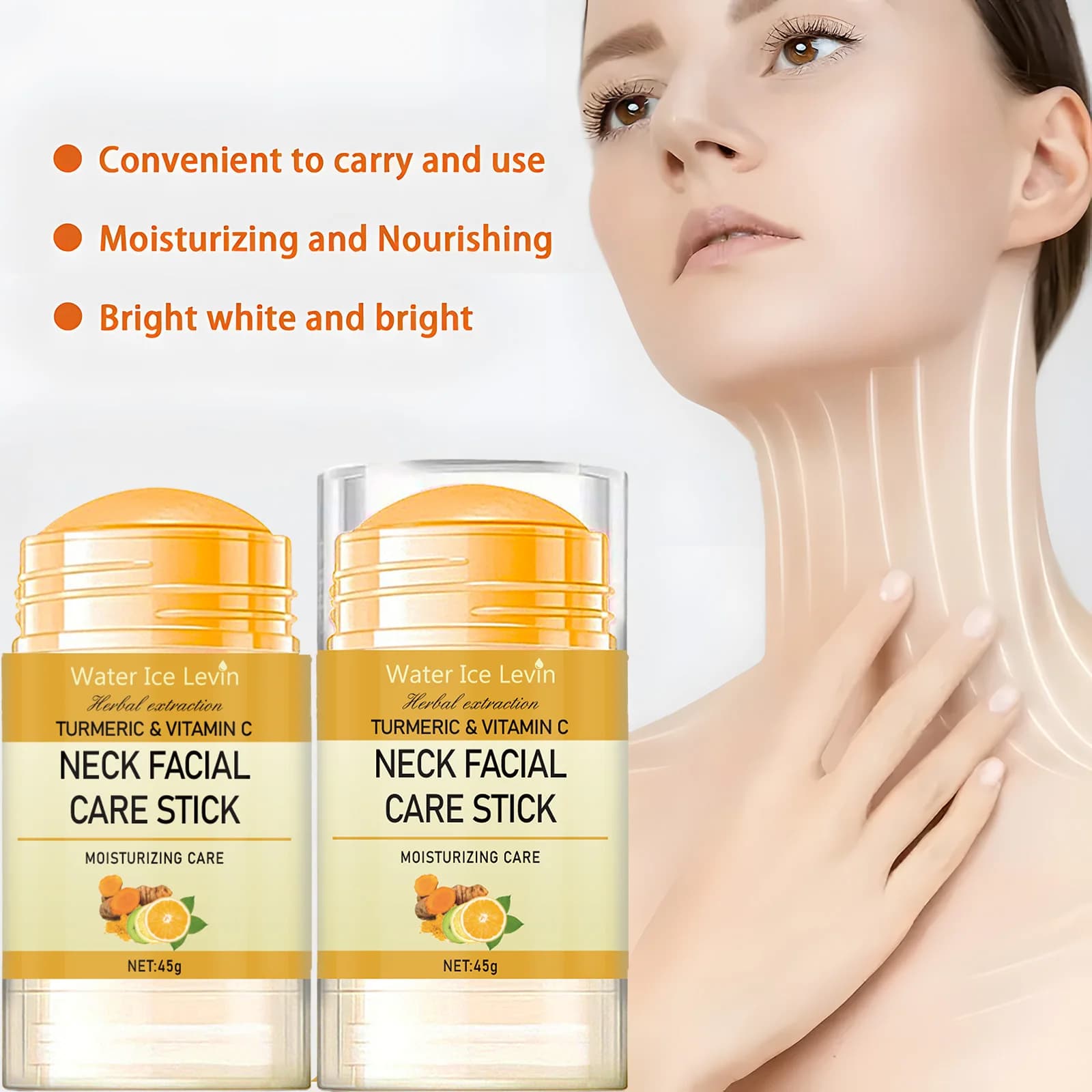 Bâton de soin visage et cou au curcuma et à la vitamine C – Formule éclaircissante et hydratante