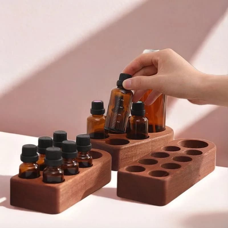 Support de stockage d'huiles essentielles en bois, support d'aromathérapie pour huiles essentielles, cosmétiques, rouge à lèvres, étagère murale, décoration de la maison