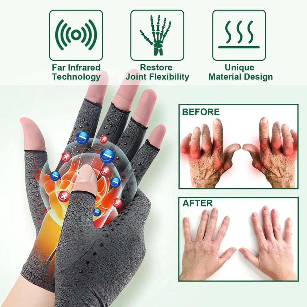 1 paire de gants pour soulager les douleurs articulaires, gants demi-doigts avec support de poignet pour soulager l'arthrite et réduire l'enflure des articulations