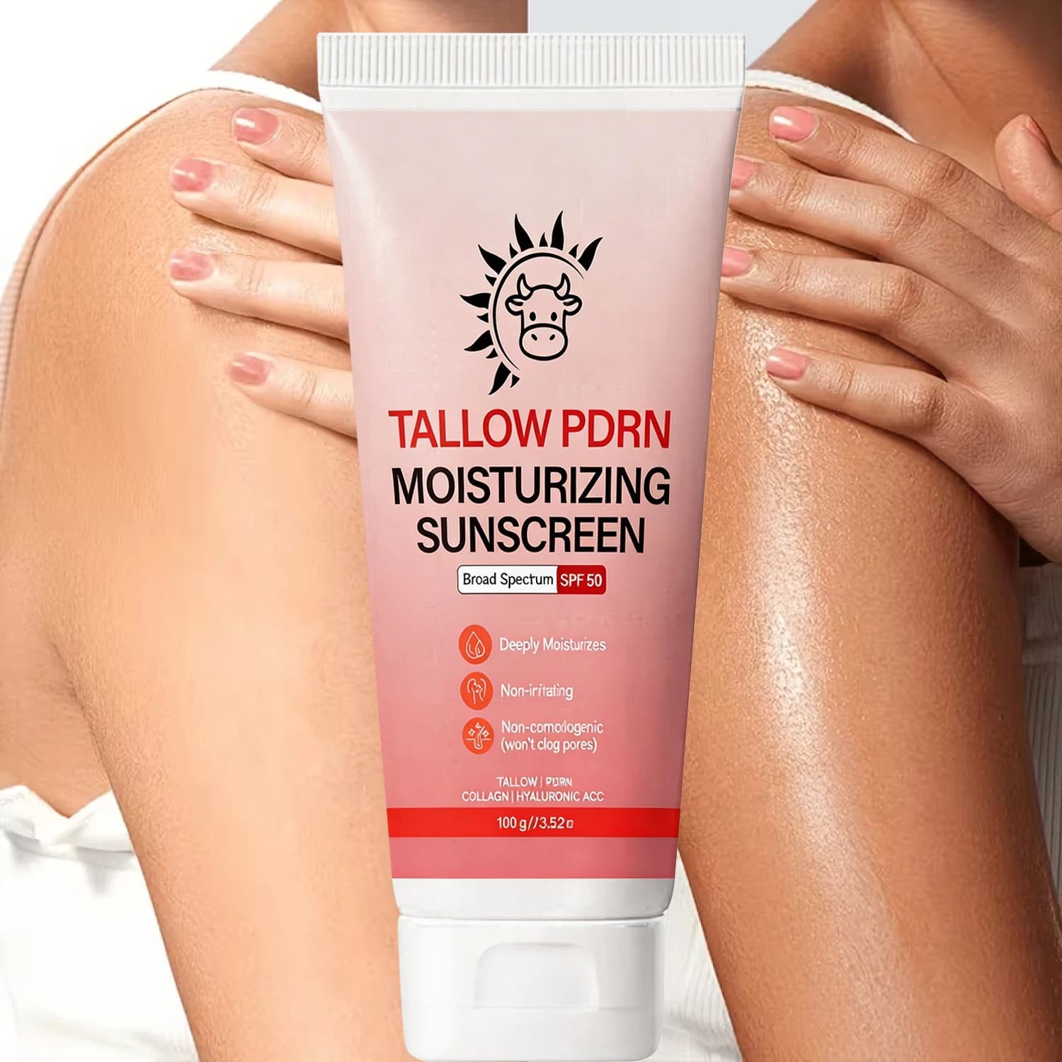 Crème solaire hydratante au suif PDRN SPF 50 - Non comédogène, non grasse, hydrate en profondeur pour tous les types de peau