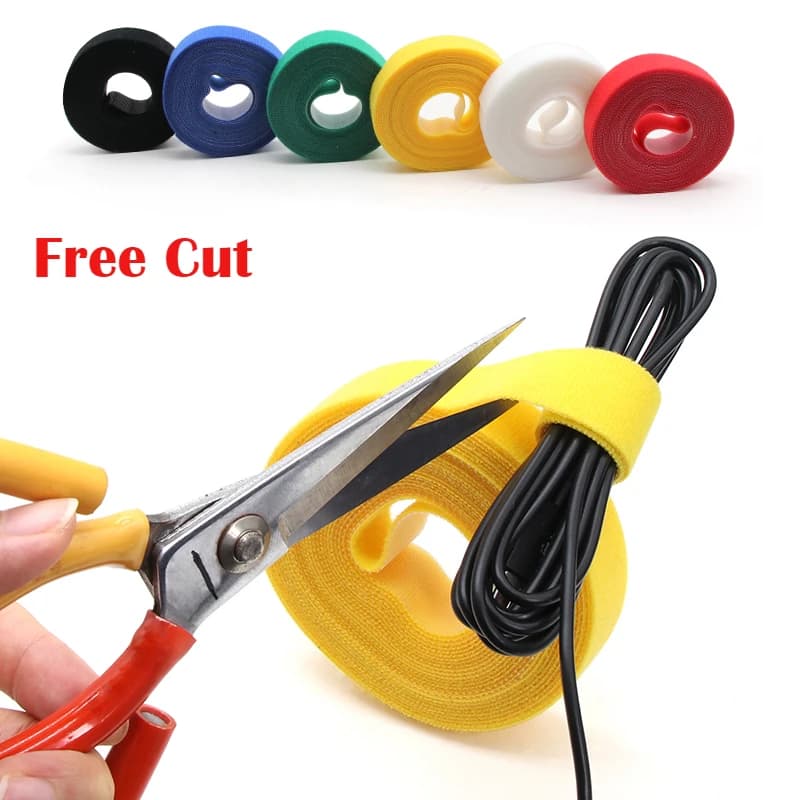 Rouleau d'attaches de câble réutilisables, 5m/rouleau, boucle de fixation auto-adhésive, Clip de support de fil, gestion d'accessoires de bricolage, organisateur de sangle en Nylon