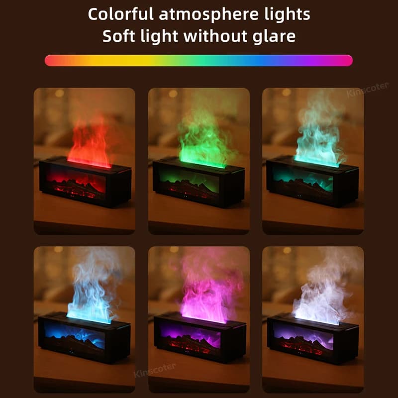 Diffuseur d'arôme de cheminée, humidificateur de flamme créatif, Protection d'arrêt automatique sans eau avec télécommande et veilleuse de cheminée réaliste