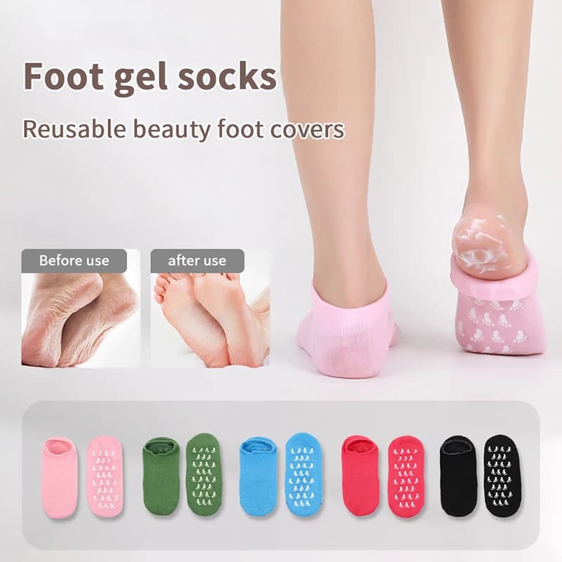 1 paire de chaussettes et gants hydratants multicolores pour les pieds secs et gercés, soin nourrissant et lubrifiant pour la peau, massage aux huiles essentielles