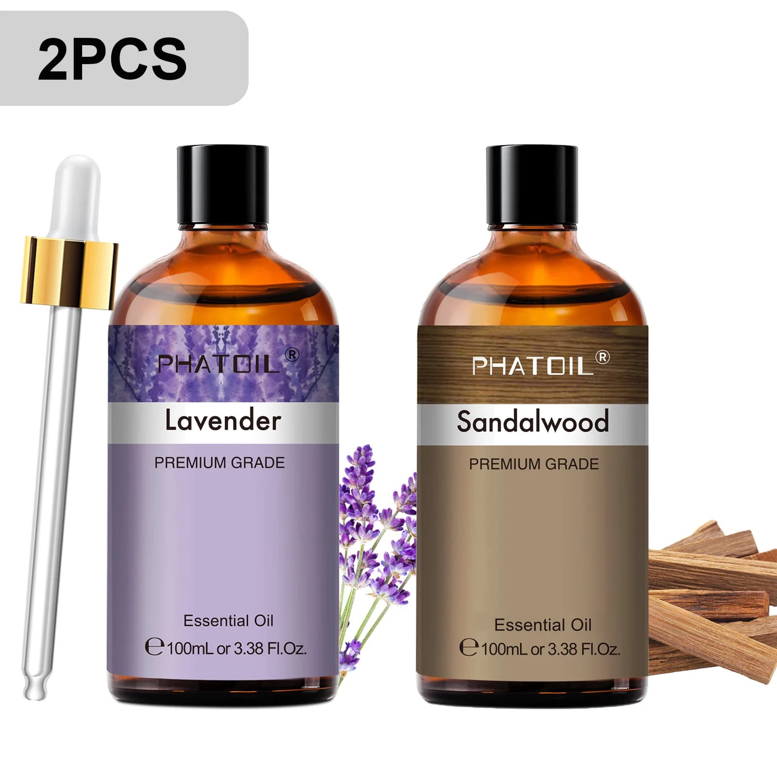 PHATOIL 2 pièces/1 pièces huile essentielle d'aromathérapie de lavande pour diffuseur