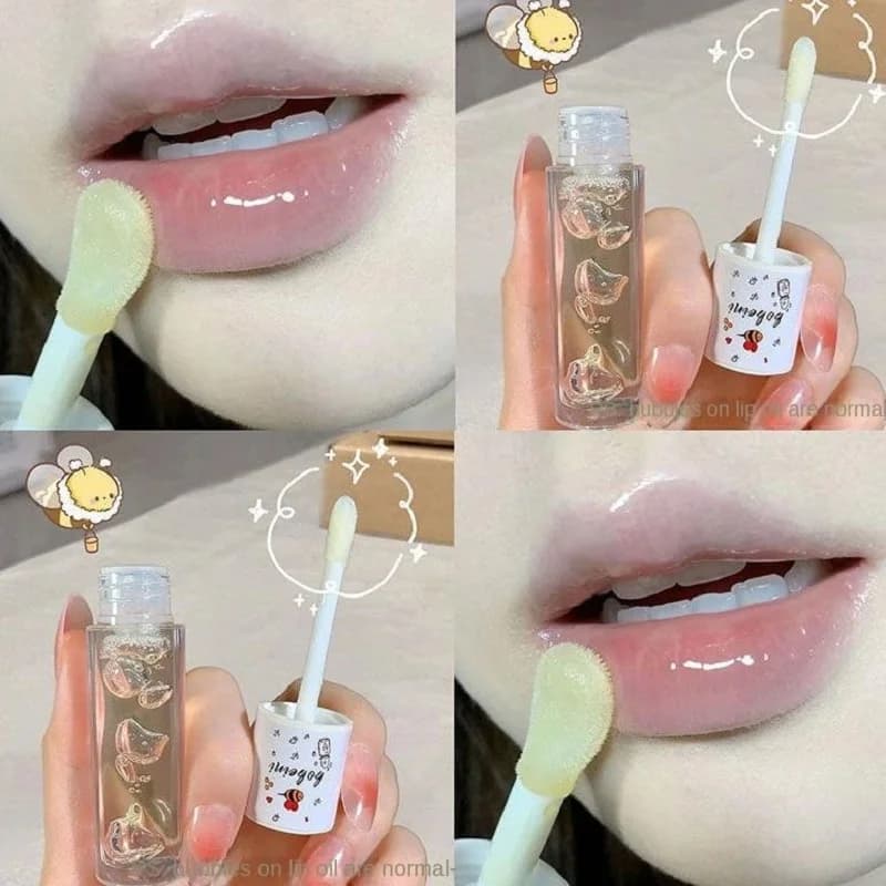 Huile à lèvres au miel, eau légère, verre transparent, huile hydratante pour les lèvres, pour étudiants, abordable