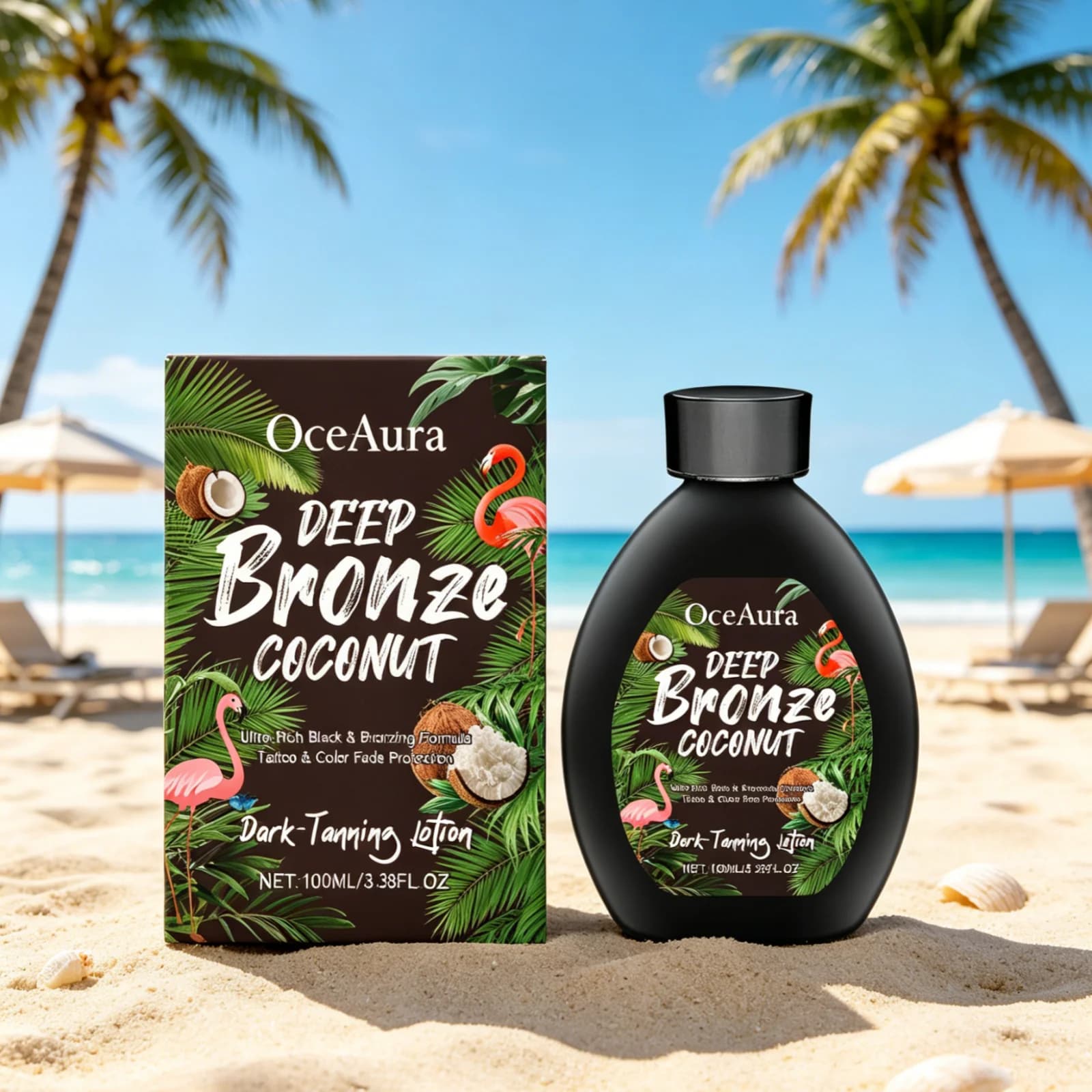 Crème bronzante à la noix de coco OceAura, bronzage intense, peau éclatante, lissage de la peau, uniformisation du teint, hydratation intense, lotion bronzante naturelle 100 ml