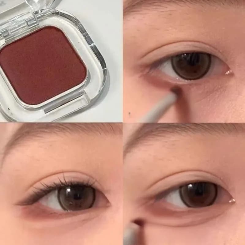 Palette de fards à paupières rouge marron Palette de maquillage multifonctionnelle soyeux mat corail rouge Eyeliner ver à soie ombre inférieure Eyeliner maquillage