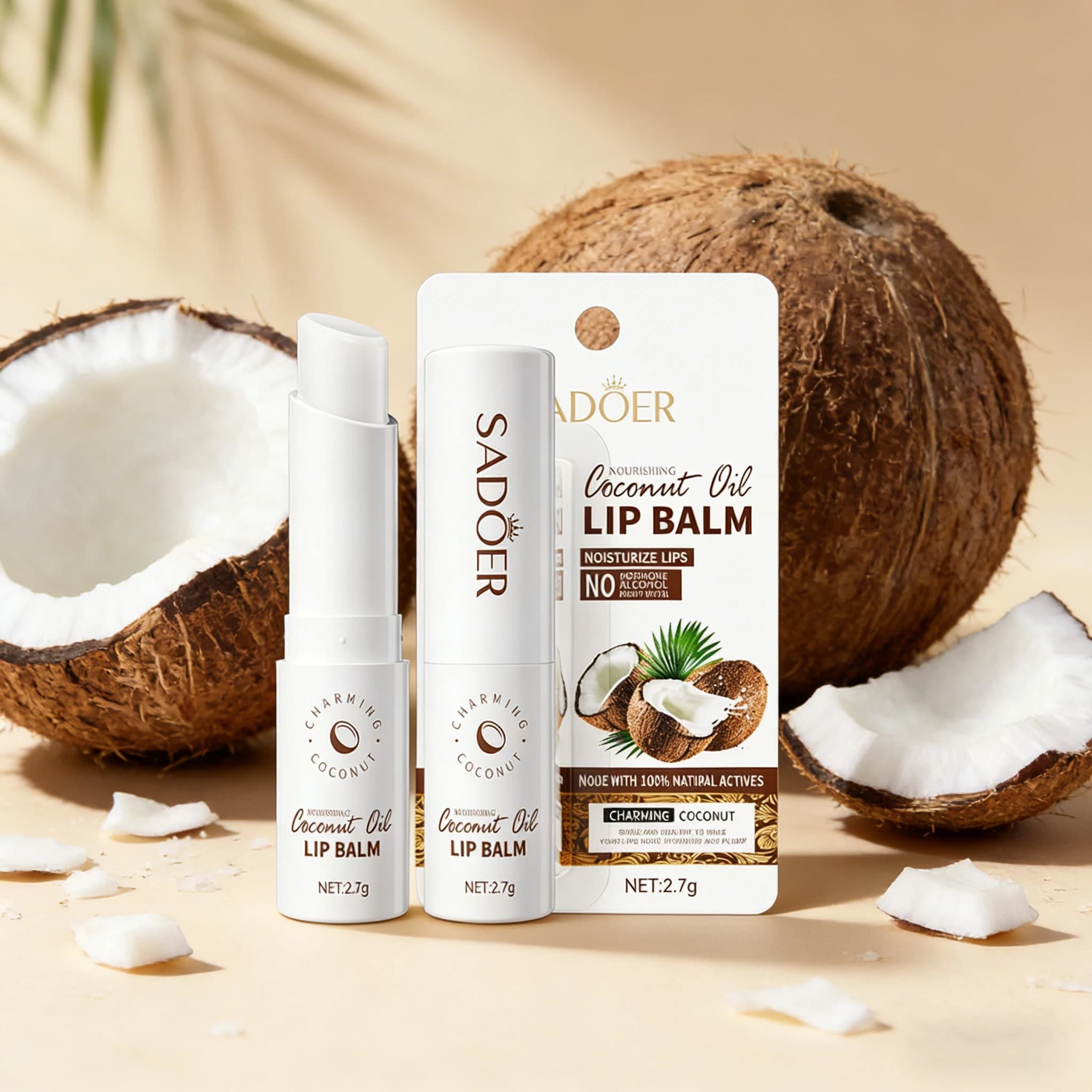 Baume à lèvres à la noix de coco - Nourrissant et hydratant longue durée pour hommes et femmes - Soin quotidien des lèvres
