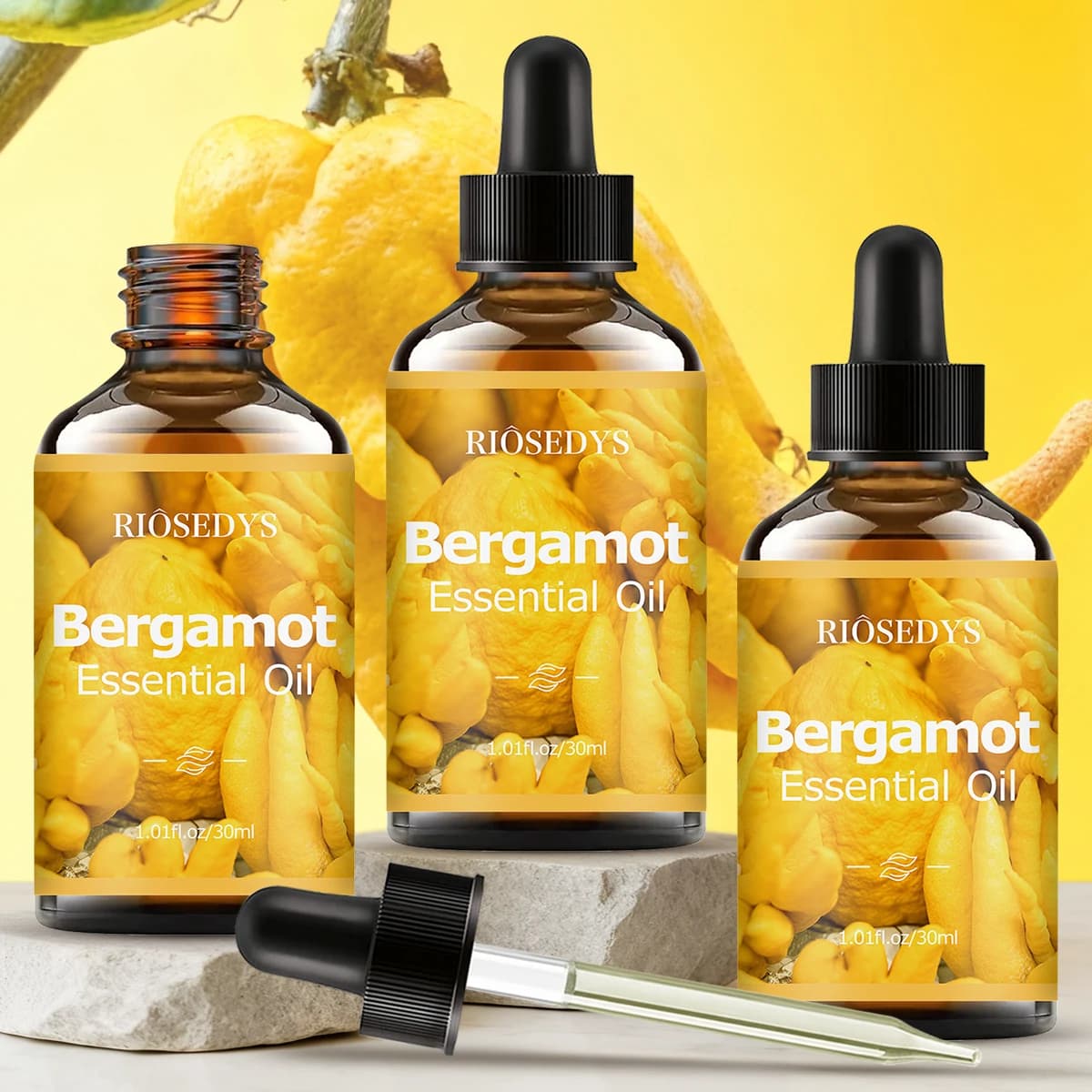 Huile essentielle de bergamote, une formule de parfum premium, adaptée au massage corporel et aux soins capillaires et à l'aromathérapie.