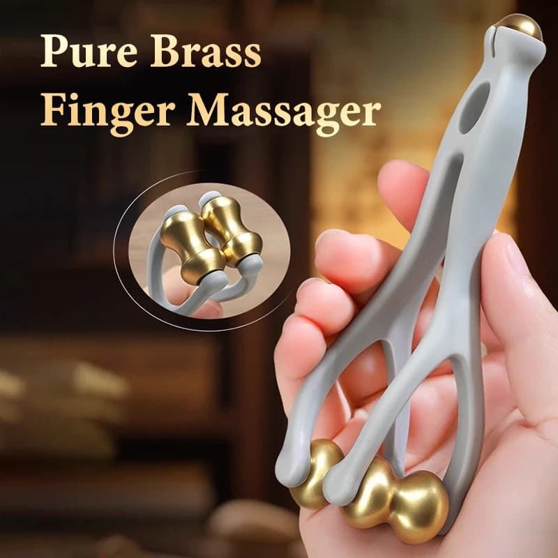 Outil de massage des doigts portable et pratique, rouleau double rangée en laiton, pour soulager la fatigue et favoriser la circulation sanguine