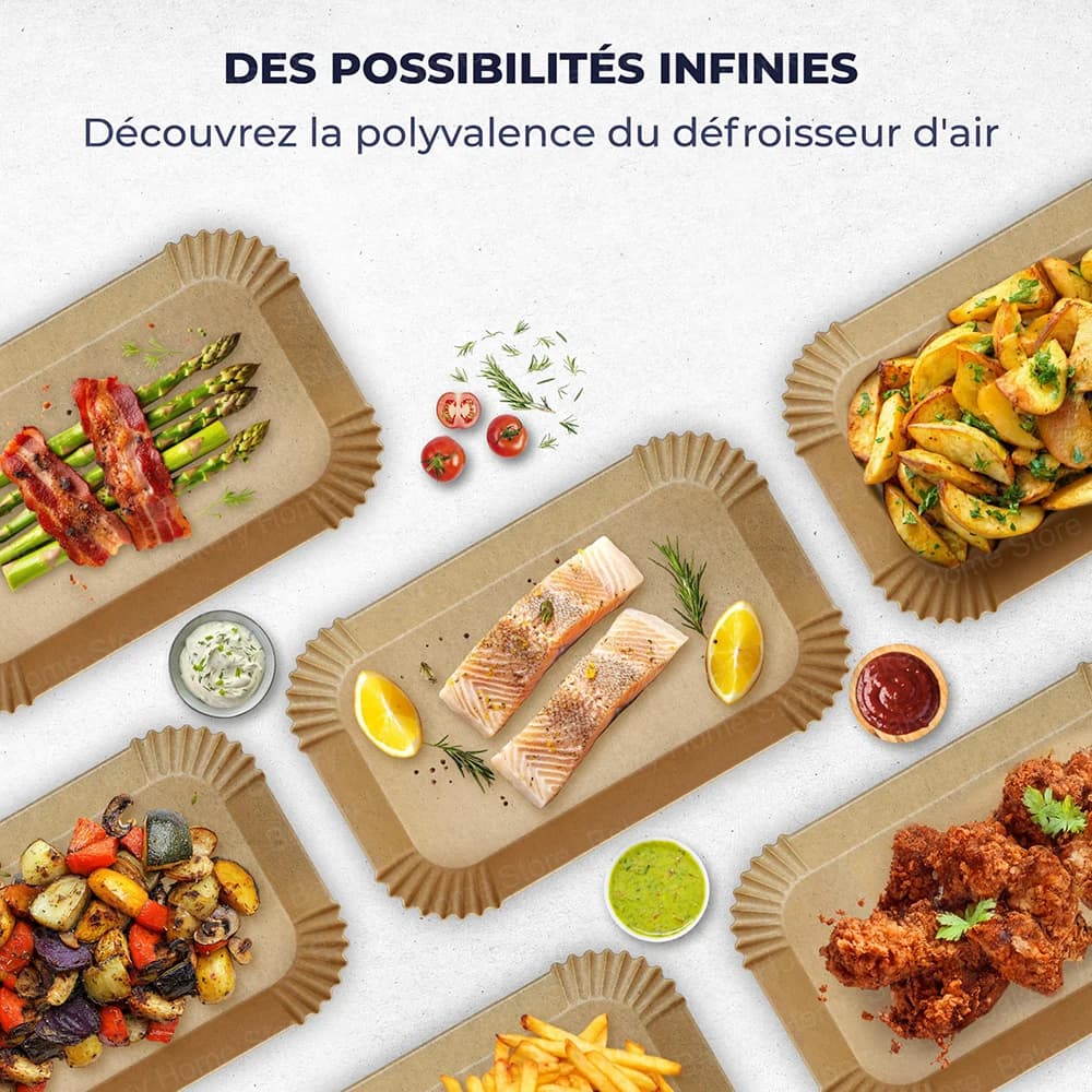 Doublures de friteuse à Air, papier de cuisson en parchemin antiadhésif pour Ninja Foodi Max double Zone AF300EU AF400EU pour panier de friteuse à Air de 7,6 l-9,5 l
