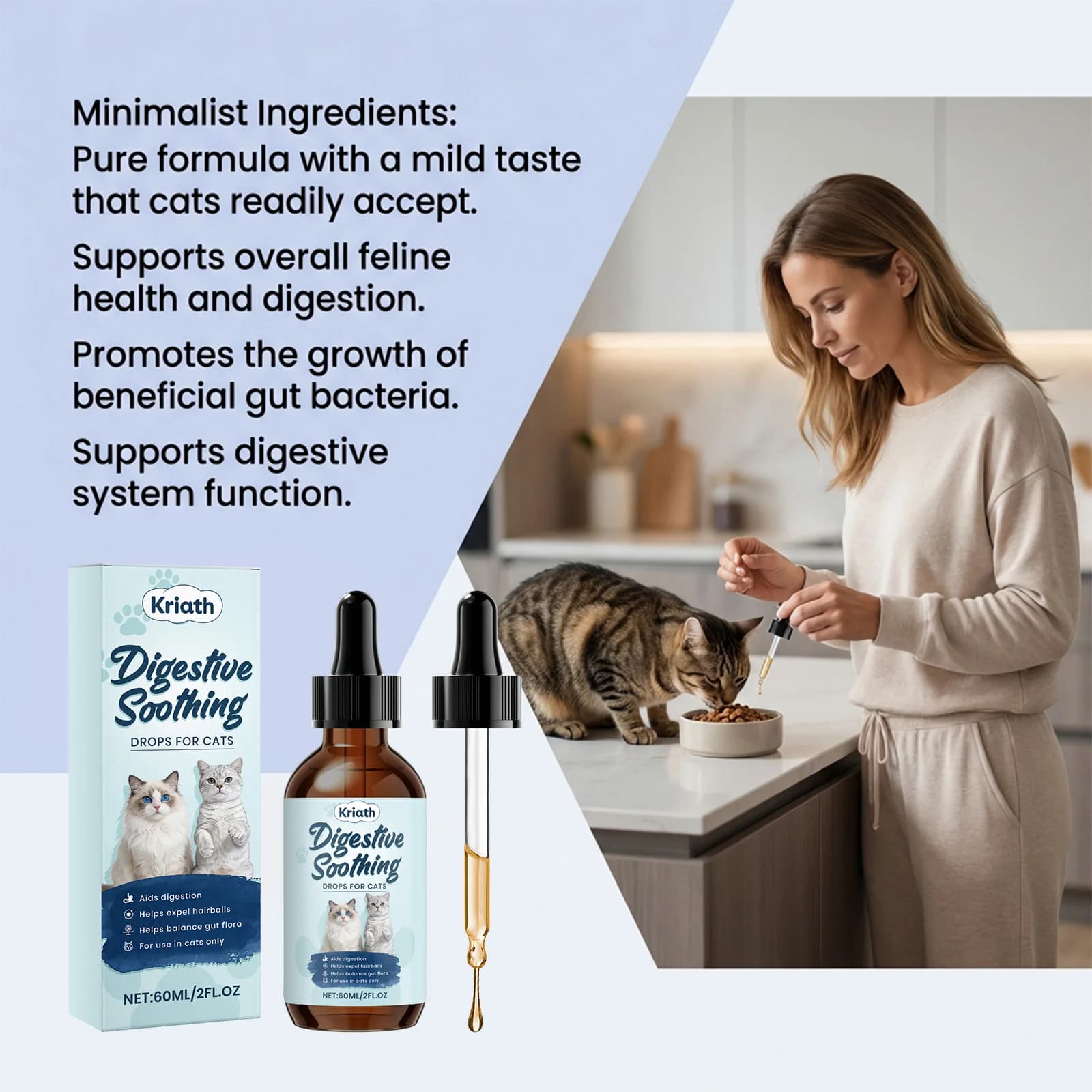 Gouttes apaisantes pour la digestion des chats, réduisent les urinations fréquentes, stimulent l'absorption des nutriments, pour les chats à stomac sensible, soin digestif liquide pour chats