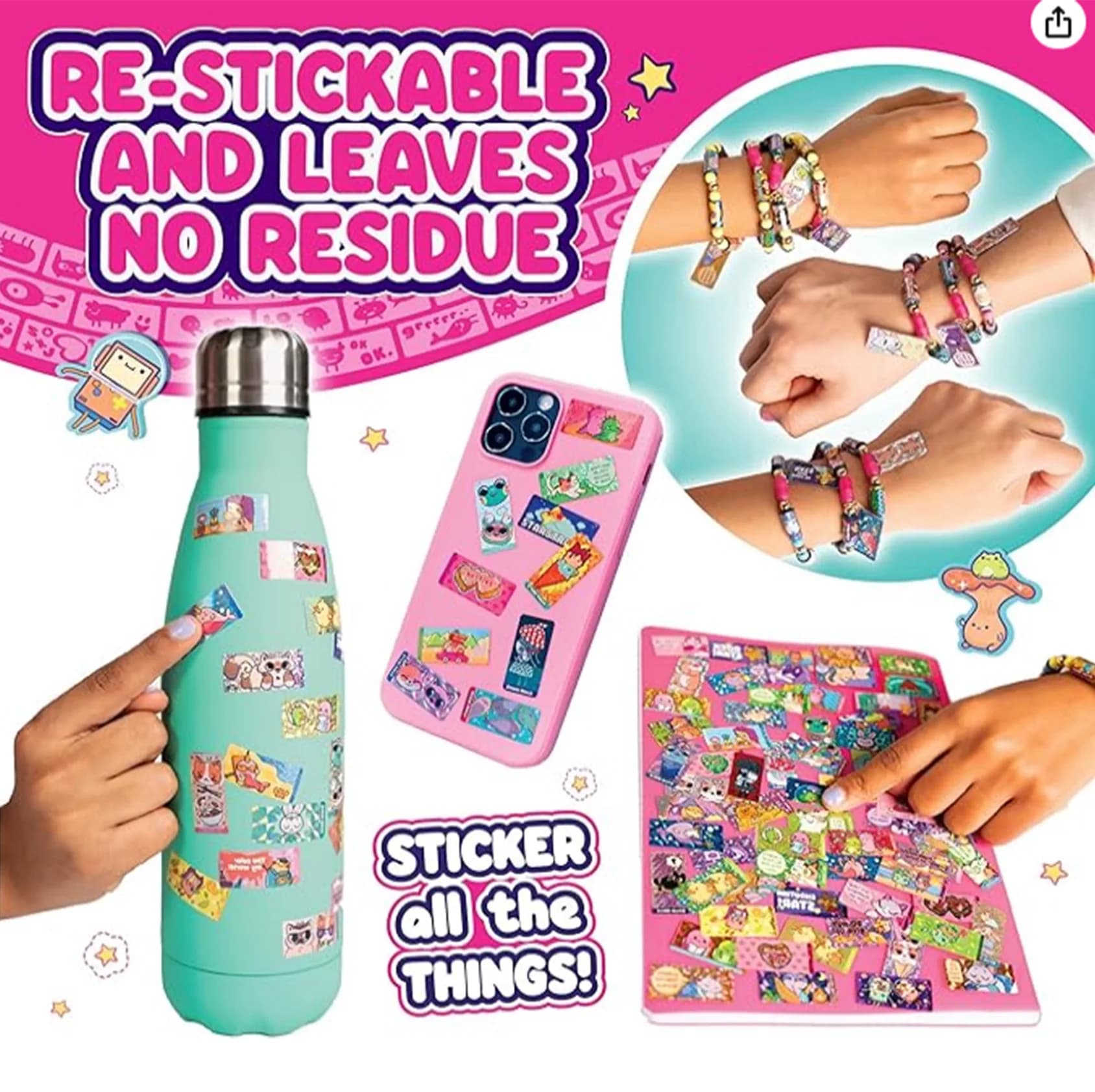 STICKI Rolls : Bandes autocollantes avec livret – Bracelet autocollant portable ou partageable