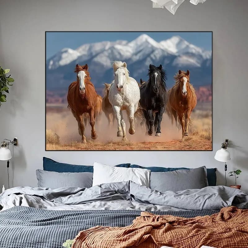 Affiche d'aquarelle de cheval sauvage élégant, portrait animal moderne, impressions sur toile, peintures murales, images pour le salon, décoration de la maison
