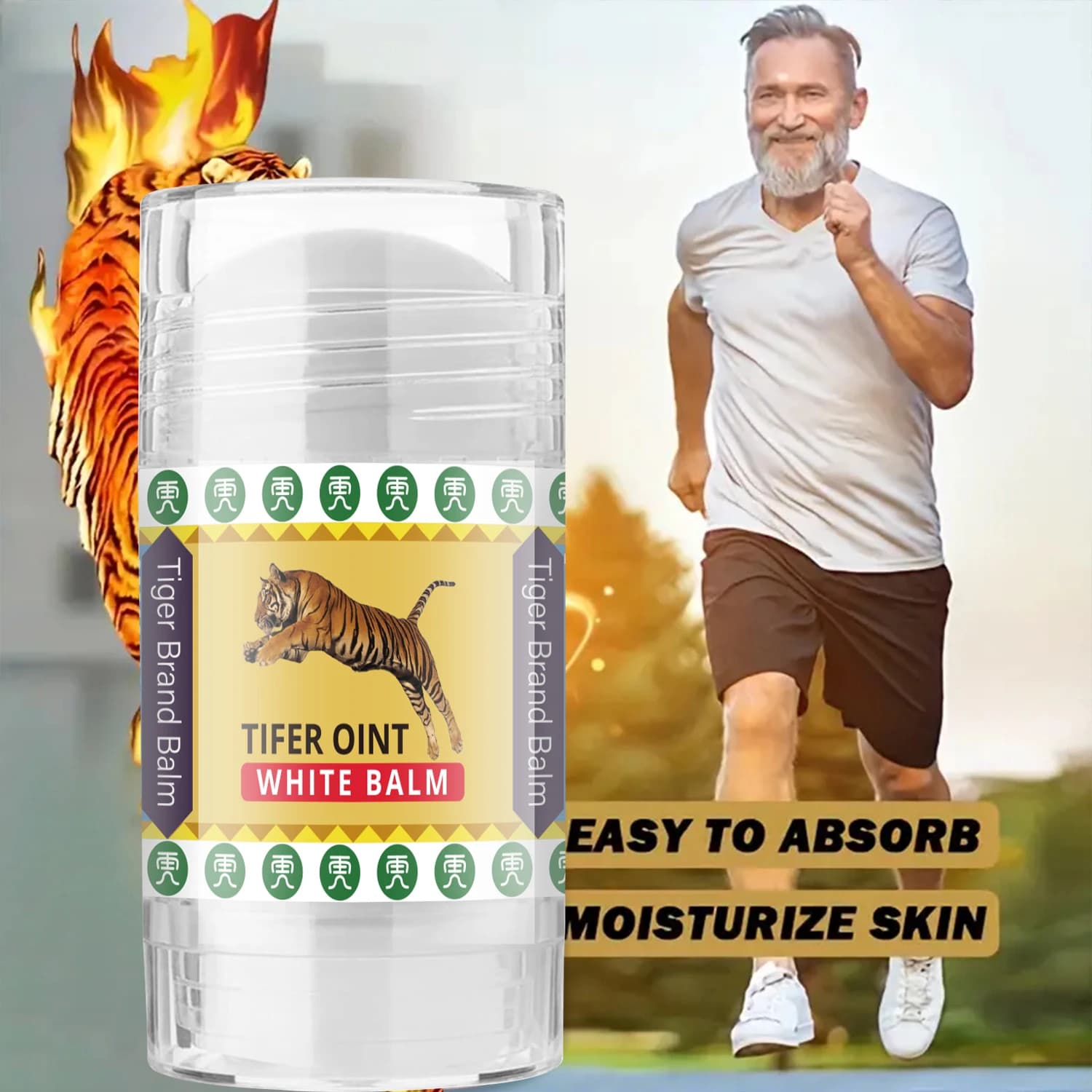 Bâton de crème de massage corporel Tiger, contient un mélange de vitamines E et d'huile d'olive, hydratant en profondeur, facile à appliquer, non grasse