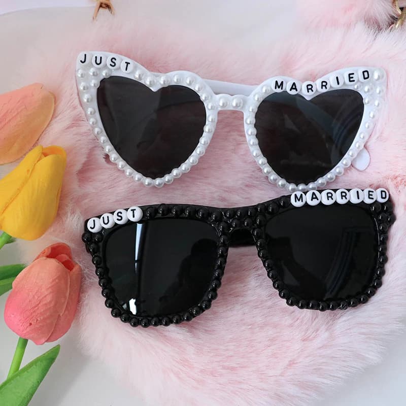 Perle Juste marié lunettes de soleil mari Femme douche nuptiale Nouveau-casé couple mariée marié M Mme piscine plage mariage Lune de miel cadeau