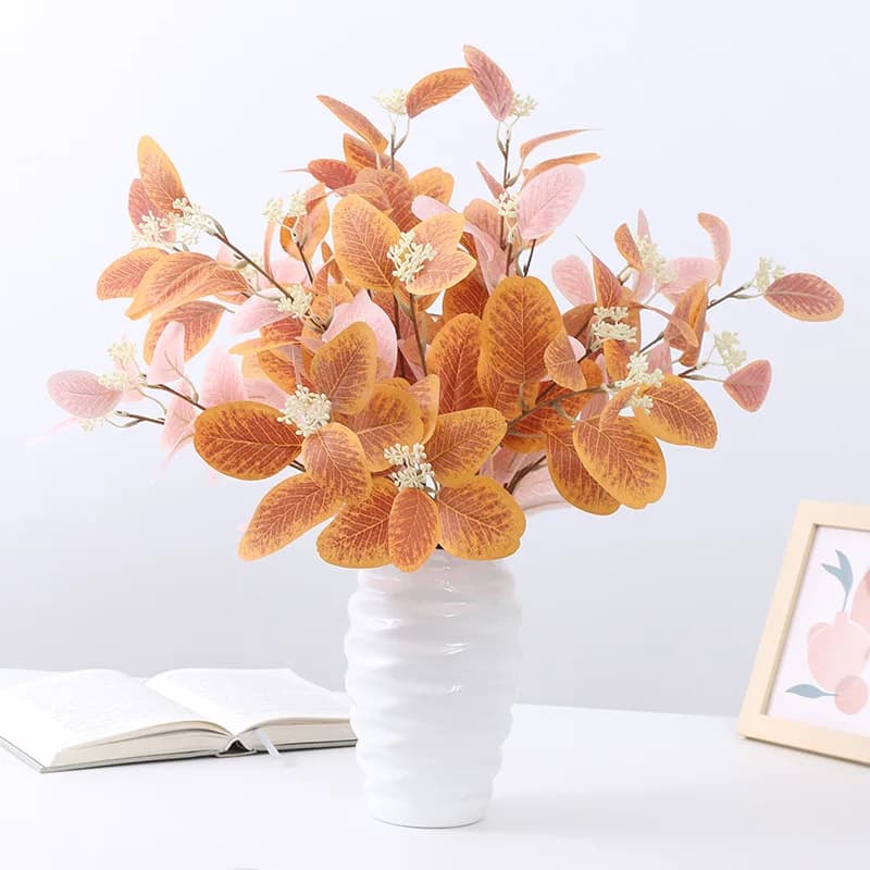 Fleurs artificielles feuilles d'eucalyptus branche fausse plante décoration pour mariage maison Arrangement floral bleu