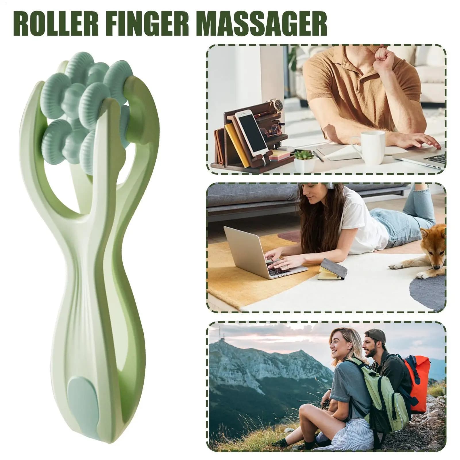 Masseur de doigts à double rangée de rouleaux, facile à utiliser, soulage la fatigue des doigts, masseur de doigts portable, soulagement profond pour les mains