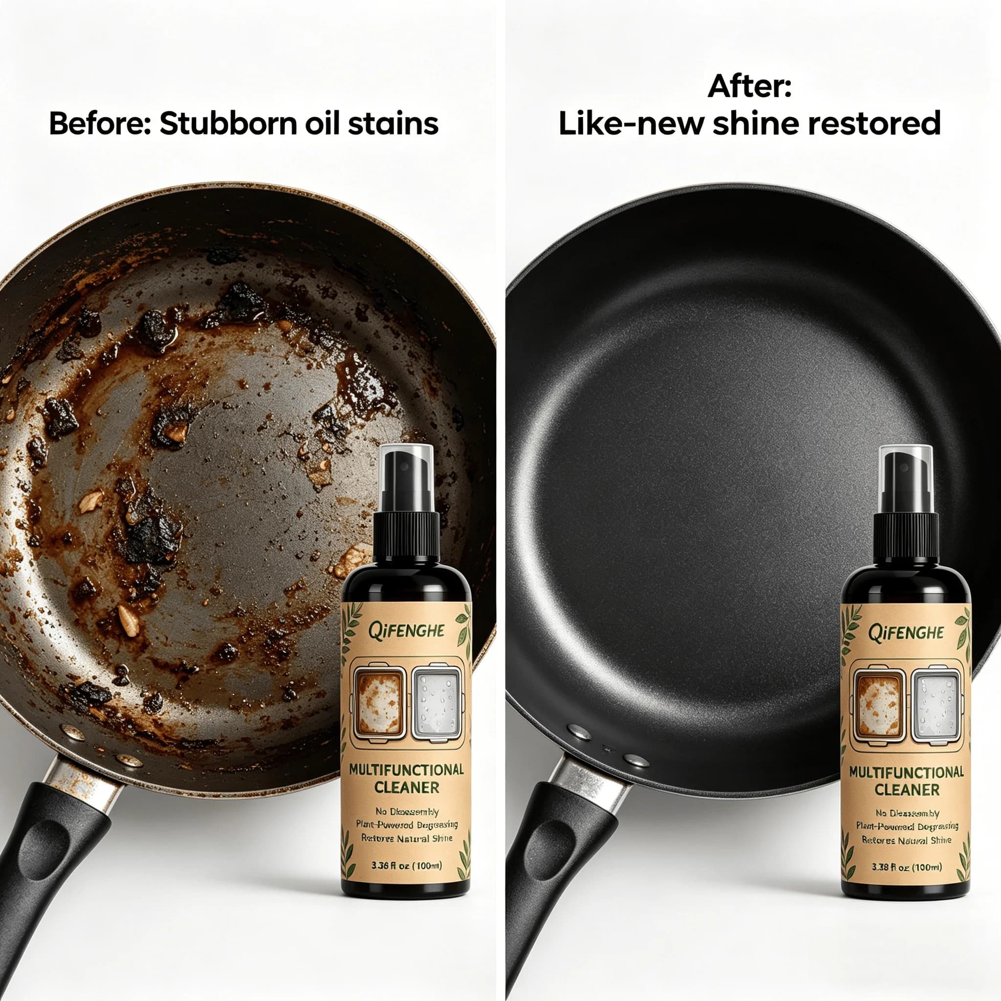 Spray dégraissant puissant pour taches d'huile, sans démontage, pour cuisine, four, cuisinière, hotte, friteuse à air, restaure la finition brillante