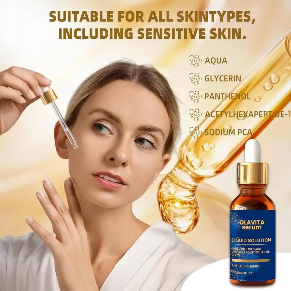 Sérum liquide pour le visage, Solution Anti-vieillissement, améliore la Production du collagène cutané, diminue les ridules et les rides pour une lueur jeune