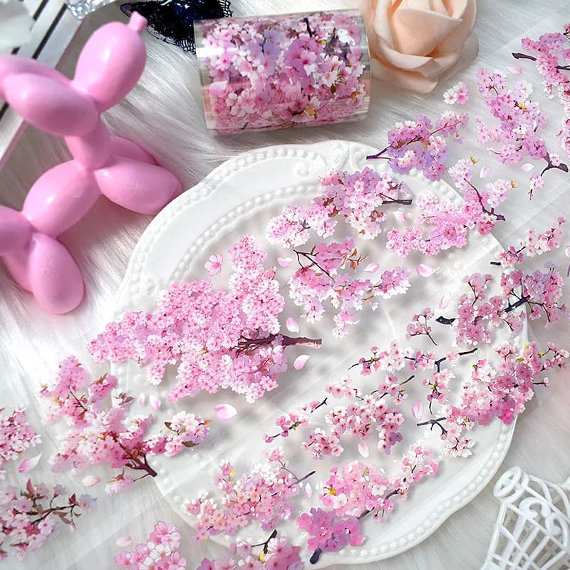 Rouleau de rubans Washi en PET à fleurs bleues
