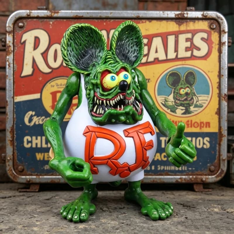 Figurine d'action Rat Fink en PVC, modèle de collection, jouet rétro Crazy Mouse Ed Roth, décoration style Hot Rod, cadeau pour les fans