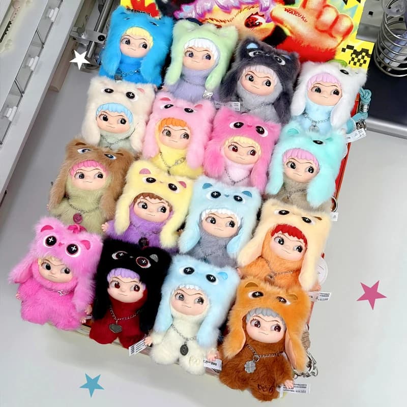 Wakuku sur un rouleau série vinyle peluche poupée boîte aveugle Kawaii Wakuku V3 pendentif Surprise sac décor Anime Figure boîte mystère jouet cadeau