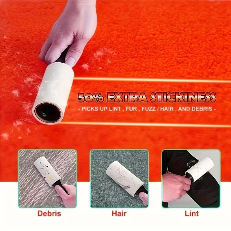 Rouleau à peluches Ultra collant pour éliminer la fourrure des animaux de compagnie, idéal pour les meubles, les vêtements et les tapis, outil pour nettoyer l'adhésif des poils d'animaux