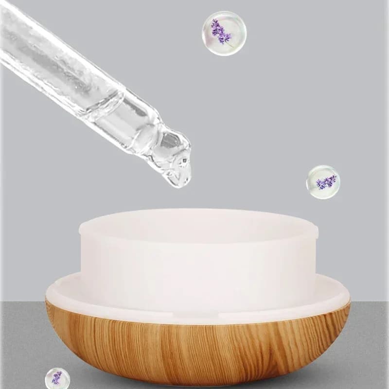 Diffuseur d'huiles essentielles d'aromathérapie 350ML, humidificateur d'air ultrasonique avec télécommande, Grain de bois, frais avec lumière LED 7 couleurs