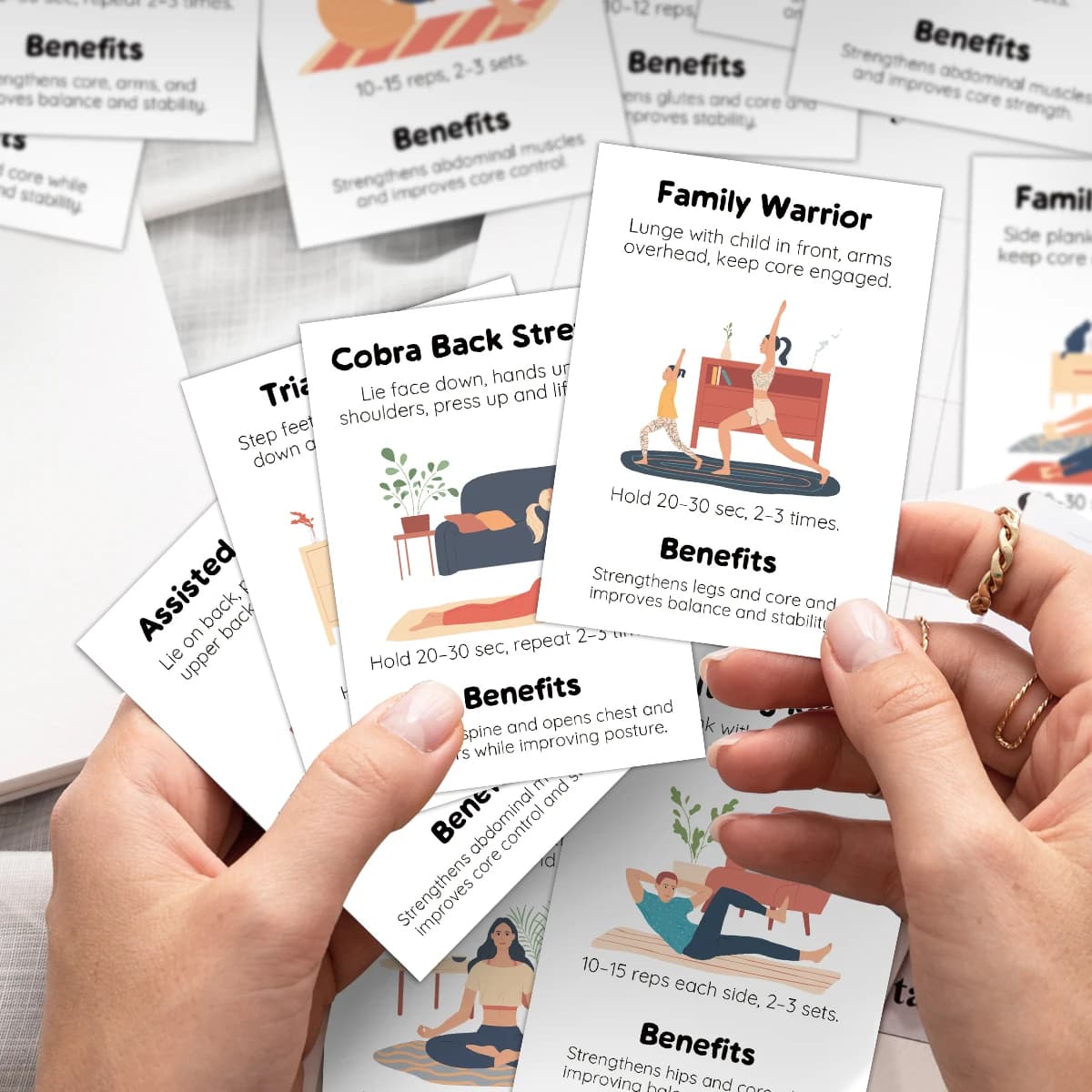 16 cartes d'exercices pour entraînement à domicile, guide illustré avec instructions, flashcards de fitness portables pour l'entraînement, le yoga, cadeau de fitness