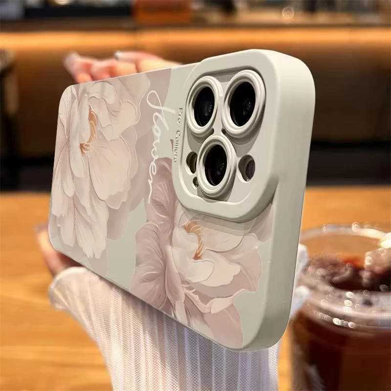 Coque de téléphone à fleurs avec peinture à l'huile