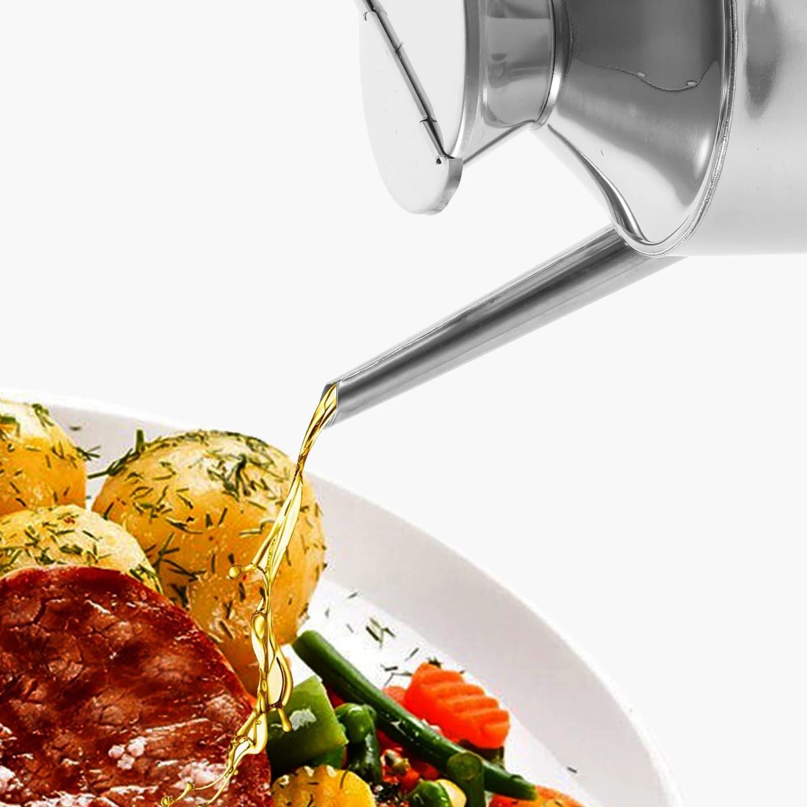 Distributeur de Pot d'huile en acier inoxydable, porte-bouteille, conteneur de pichet, Sauce de cuisine, vinaigre, Olive, outil de stockage pour assaisonnement