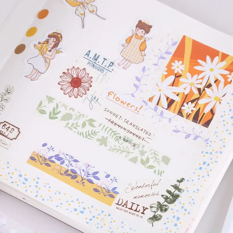 Ruban adhésif Transparent Kawaii, 5 rouleaux, matériel décoratif pour carnet de croquis, fournitures scolaires, papeterie japonaise, DIY bricolage
