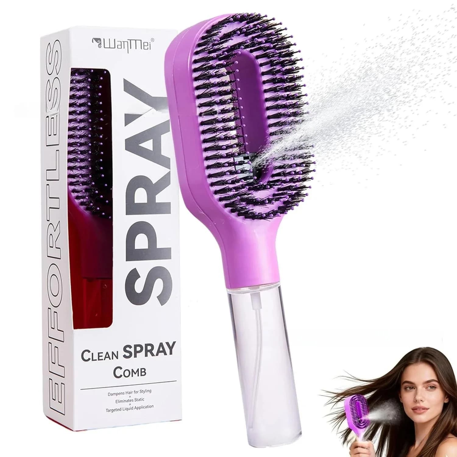 Peigne de massage 2-en-1 avec pulvérisateur d'huile essentielle