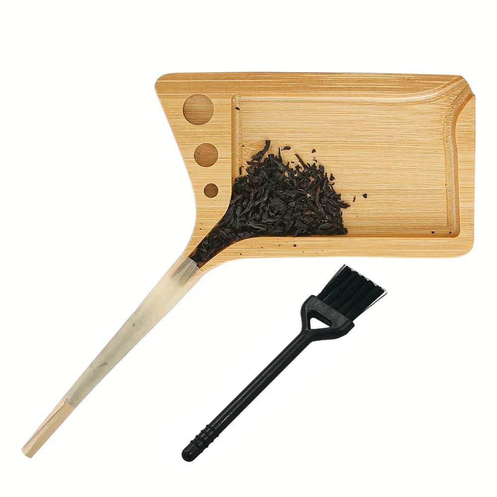 Plateau à rouler le tabac en bois portable avec brosse et support pour cônes pré-roulés