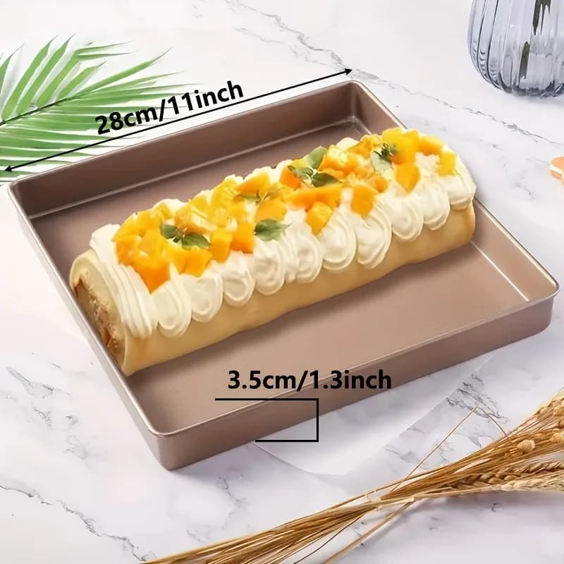 Moule de cuisson carré profond de 28x28 cm (11 pouces) pour gâteau roulé, moule de cuisson antiadhésif domestique pour nougat et pâtisserie flocon de neige