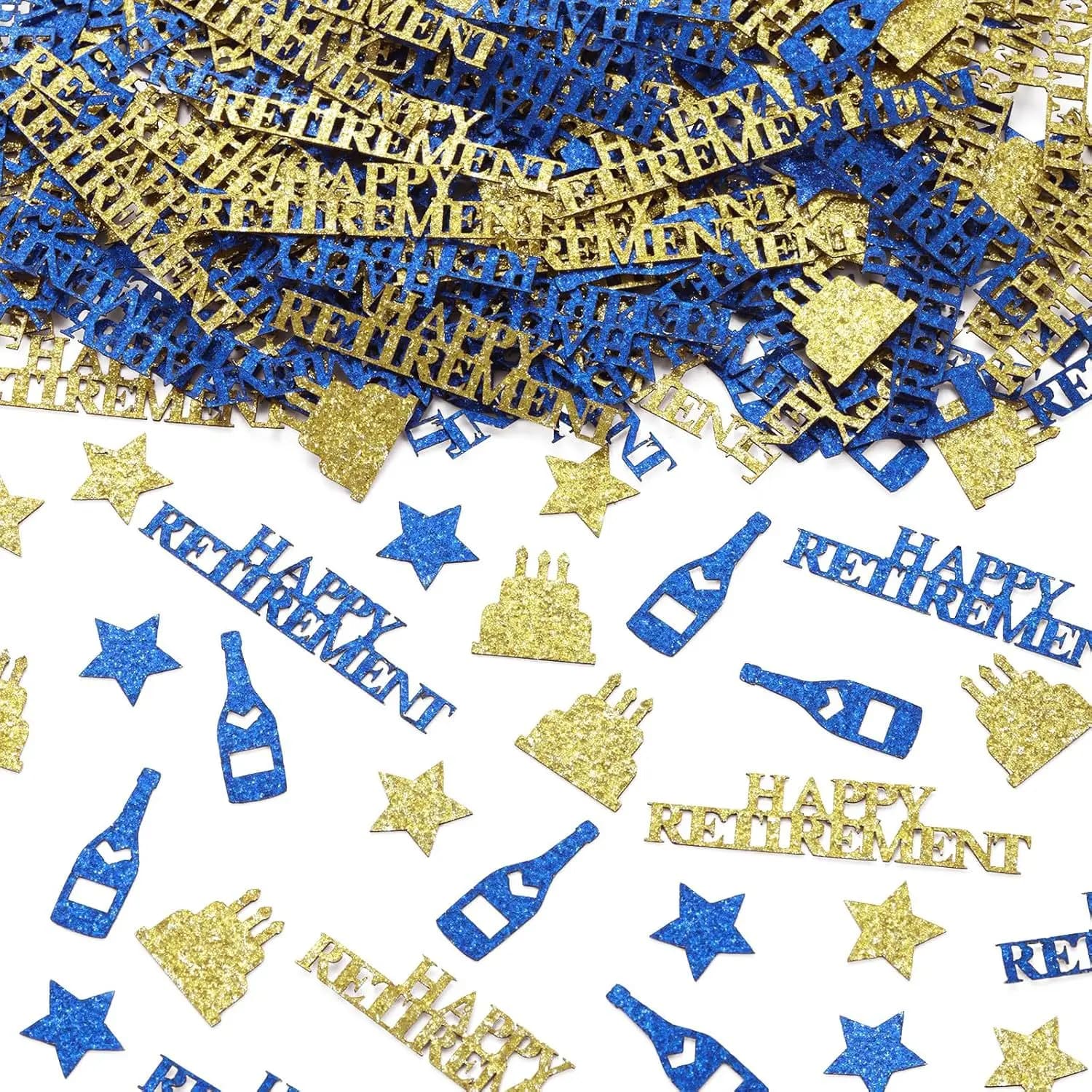100 pièces de confettis « Joyeux retraite » en noir et or, confettis en lettres pour fête de retraite, « Nous vous manquerons », décorations de table