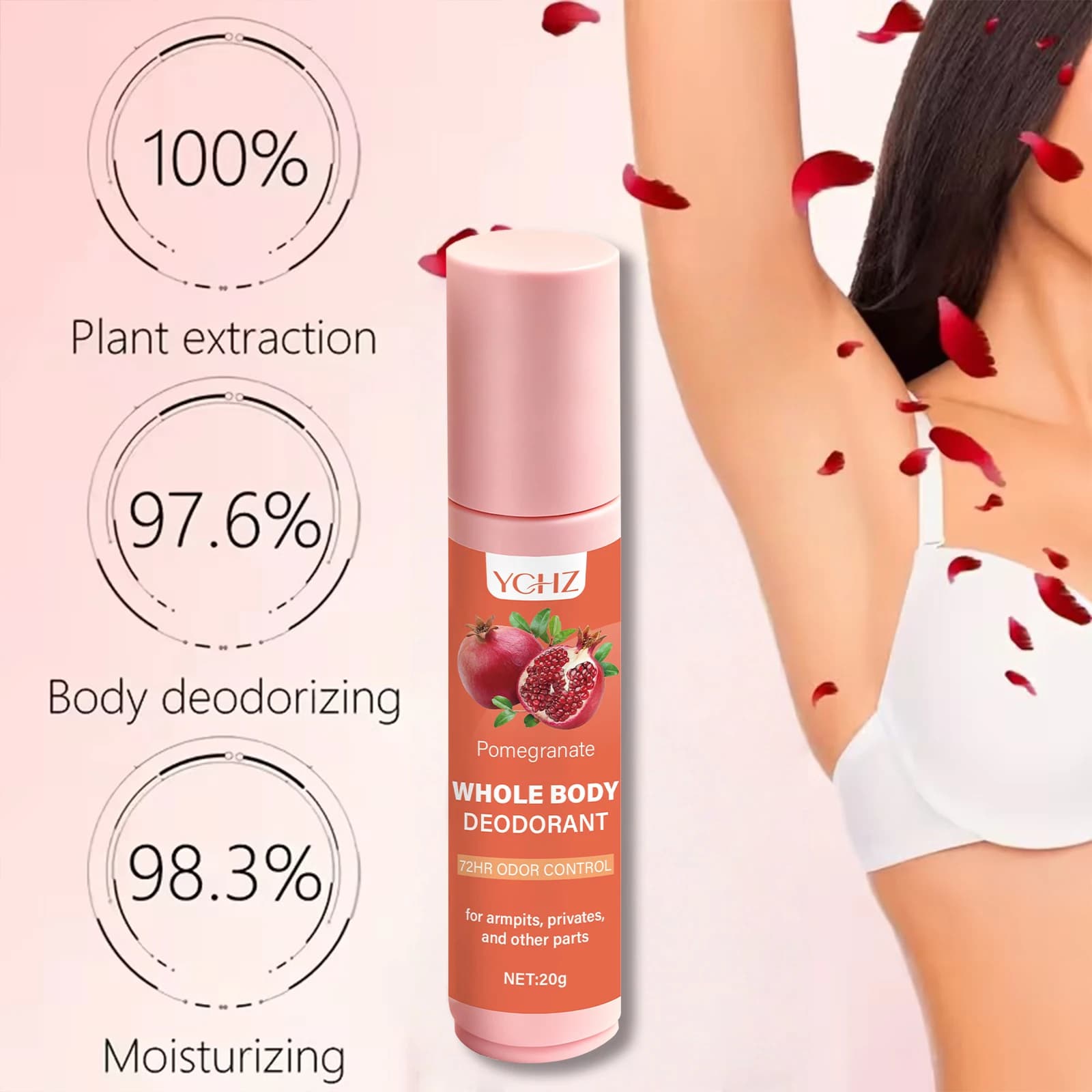 Parfum Privé pour Femme - Parfum Grenade et Pêche, Déodorant 72 Heures, Lait Corporel Hydratant à la Glycérine Longue Durée, Formule Non Grasse, Convient à Tous les Types de Peau Beige Clair